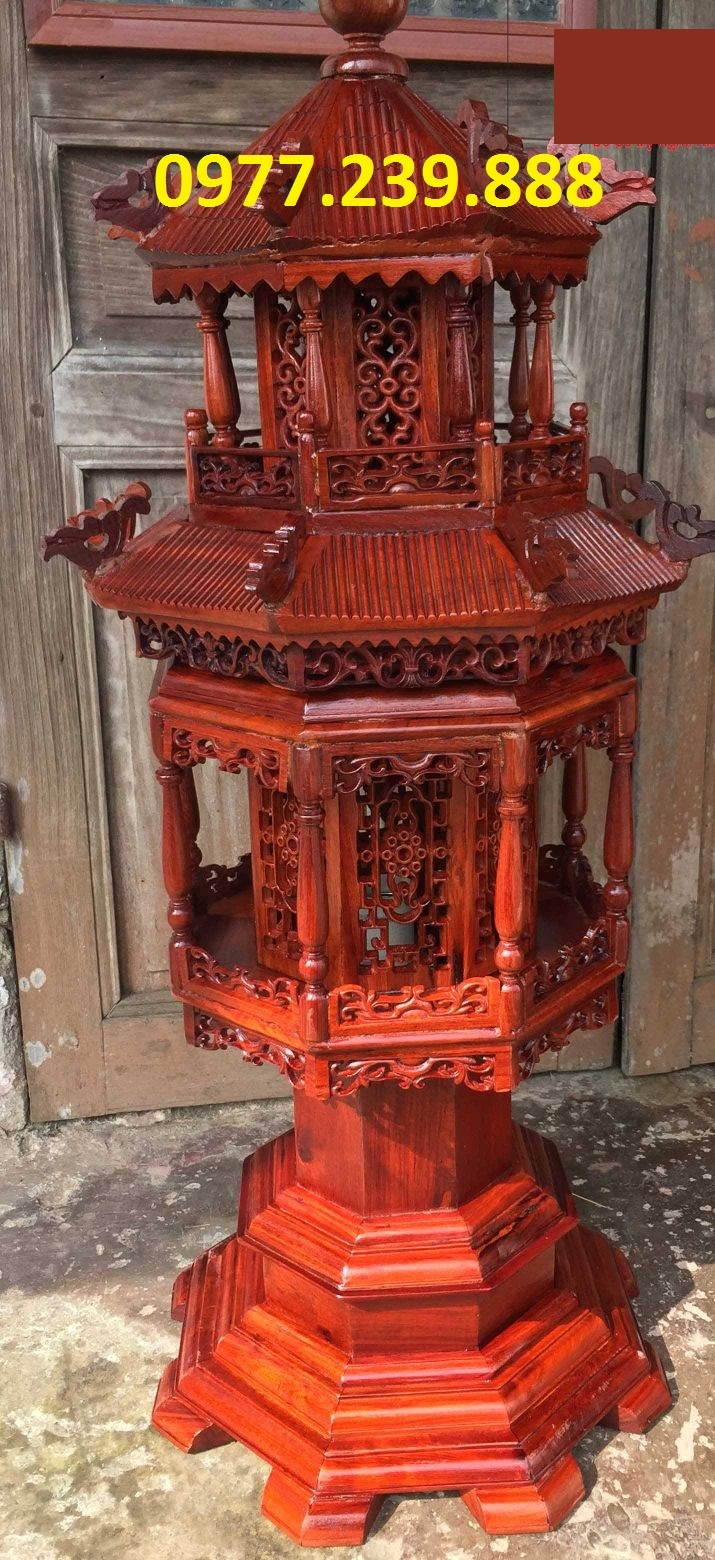 bán đèn mái chùa bằng gỗ hương lào